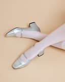 Giày Cao Gót Cao Gót Bít Mũi Phối Cap