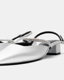 Giày Cao Gót Slingback Phối Dây Trang Trí