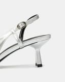 Giày Cao Gót Slingback Phối Liệu Bóng