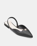 Giày Búp Bê Slingback Bệt Phối Khóa Trang Trí