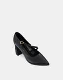 Giày Cao Gót Pump Gót Trụ Quai Mary Jane Xéo