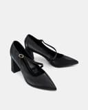 Giày Cao Gót Pump Gót Trụ Quai Mary Jane Xéo