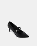 Giày Cao Gót Pump Gót Thanh Phối Quai Trang Trí