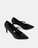 Giày Cao Gót Pump Gót Thanh Phối Quai Trang Trí