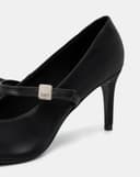 Giày Cao Gót Pump Gót Thanh Phối Quai Trang Trí