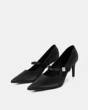 Giày Cao Gót Pump Gót Thanh Phối Quai Trang Trí