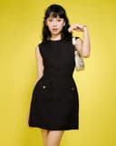 Đầm mini vải tweed phối túi