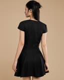 Đầm godet mini phối nẹp nút