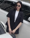 Áo vest xốp nổi hoa văn tay ngắn