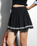 Chân váy mini xếp li phối ren