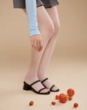 Giày Sandal Gót Vuông Quai Thắt