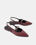 Giày Búp Bê Slingback Phối Quai Mary Jane Xích Trang Trí