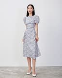 Đầm lửng rút nhún in hoa