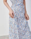 Đầm lửng rút nhún in hoa