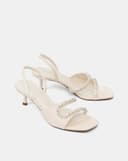 Giày Sandal Cao Gót Quai Cách Điệu Đính Dây Đá