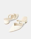 Giày Cao Gót Mules Đắp Mũi Chéo