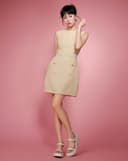 Đầm mini vải tweed phối túi