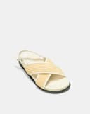 Giày Sandal Quai Chéo Phối Liệu Đan Lát