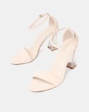 Giày Sandal Gót Trụ Quai Cổ Chân Phối Quai Ngang