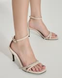 Giày Sandal Sandal Cao Gót Quai Đính Đá