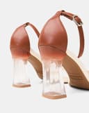 Giày Sandal Gót Trụ Quai Cổ Chân Phối Quai Ngang