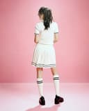 Chân váy mini dệt kim xếp ly