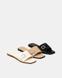 Giày Sandal Phối Quai Buckle Đính Đá