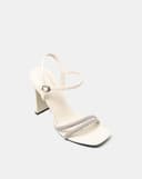 Giày Sandal Cao Gót Phối Hai Quai Đá Trang Trí