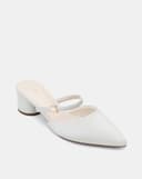 Giày Cao Gót Sục Gót Trụ Thấp Phối Quai Ngang