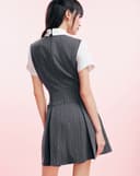 Đầm mini phối màu trang trí dây nơ