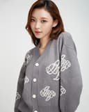 Áo khoác cardigan form boxy in monogram JUNO
