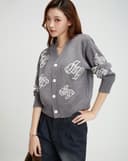 Áo khoác cardigan form boxy in monogram JUNO
