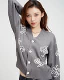 Áo khoác cardigan form boxy in monogram JUNO