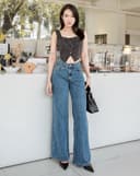 Quần Denim cạp trễ ống suông