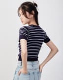 Áo dệt creme tay ngắn