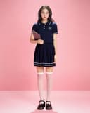 Áo dệt kim cổ polo thêu chữ