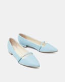 Giày Búp Bê Phối Quai Ngang Khóa Logo